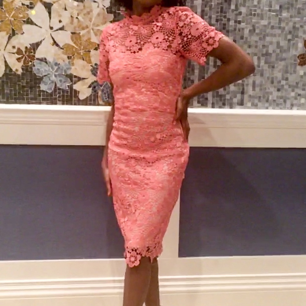 Pink crochet dress